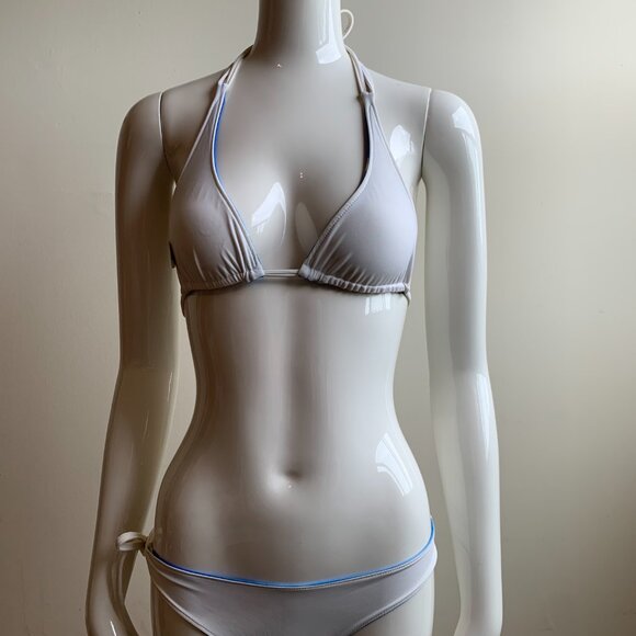 Aaron Chang plumeria white & blue floral bikini - Picture 7 of 10